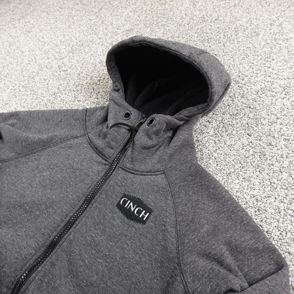 Cinch Hoodie Womens S Gray Full Zip Fleece Lined Sweatshirt Jacket Western Rodeo